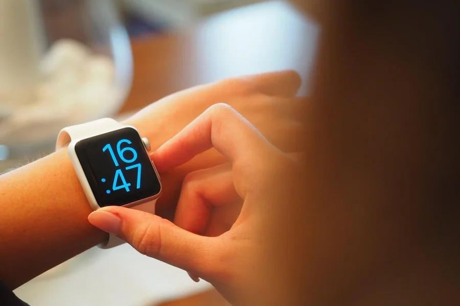 Person looking at a smartwatch