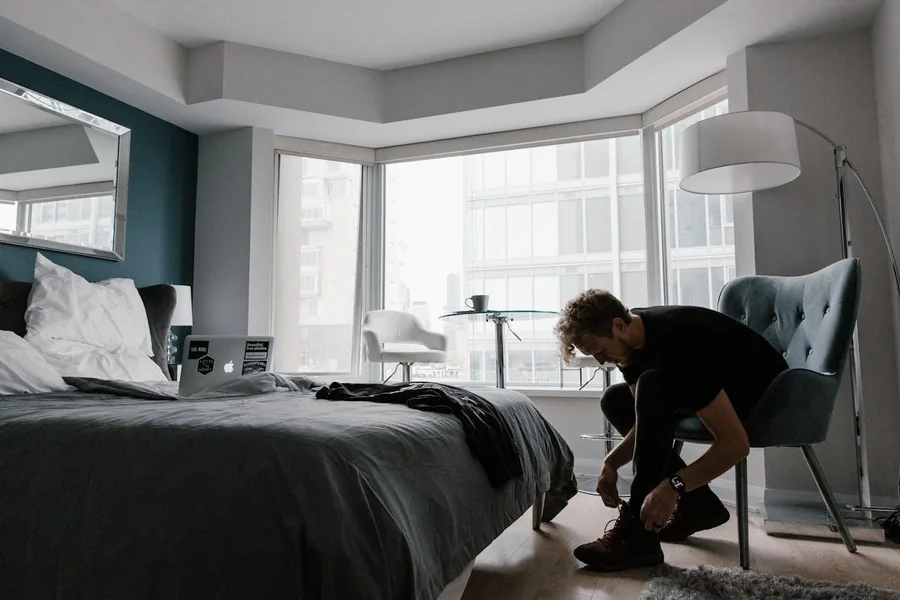 man starting his new morning routine